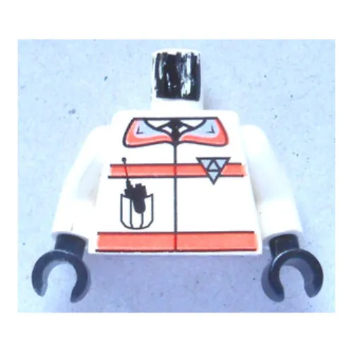 Torso Jacket with Res-Q Logo, Orange Stripes, Radio in Pocket, Back Logo Print, White Arms, Black Hands