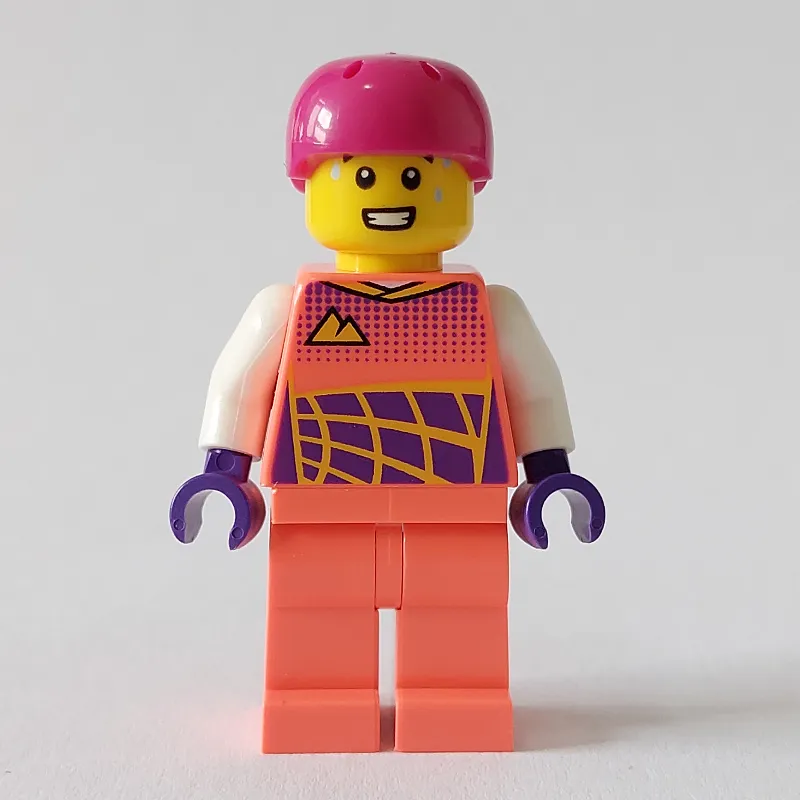 Cyclist, Coral Racing Suit, Magenta Bike Helmet