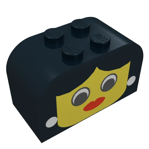 Brick Curved 2 x 4 x 2 Double with Yellow Face, Woman Print