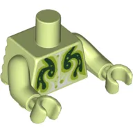 Torso Short with Back Ridges, with Dark Green / Lime Monster print, Yellowish Green Arms and Hands