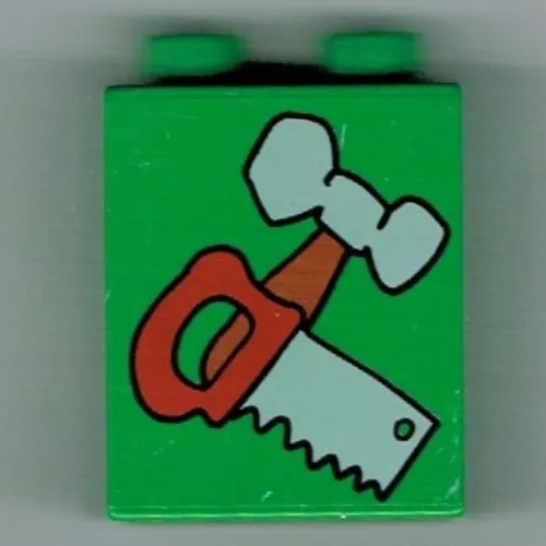 Duplo Brick 1 x 2 x 2 with Hammer and Saw Print