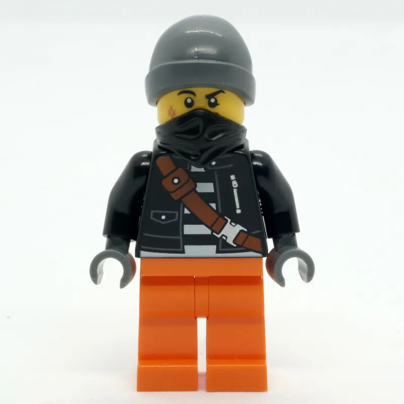 Crook, Black Jacket, Orange Legs, Black Bandana, Dark Bluish Gray Hat
