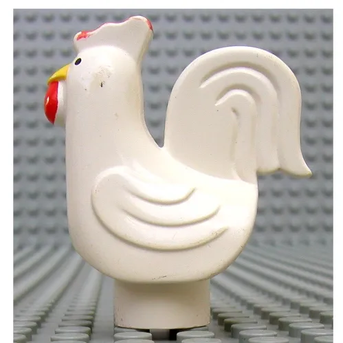 Duplo Animal Chicken / Rooster, Large Tail, Lobe Comb, with Stud Holder on Bottom, without Base