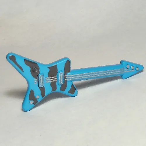 Musical Instrument Guitar Electric 'ML' Type with Pick Guard and Silver Strings and Knobs, Dark Gray Decorations Print