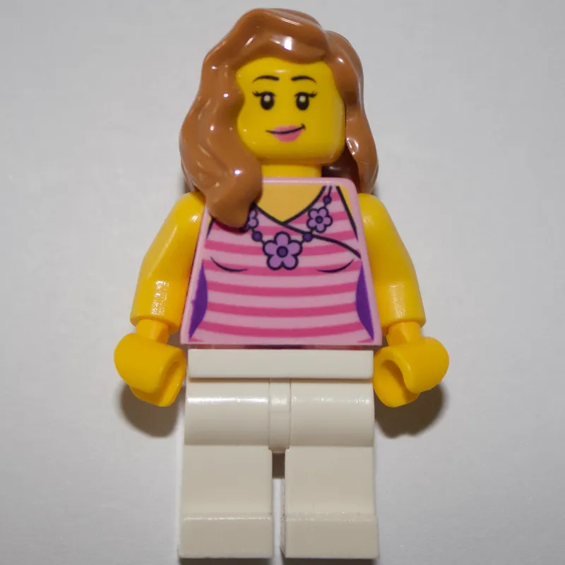 Bright Pink Torso, White Legs, Medium Nougat Hair