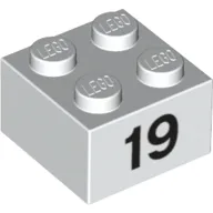Brick 2 x 2 with Black "19" Print