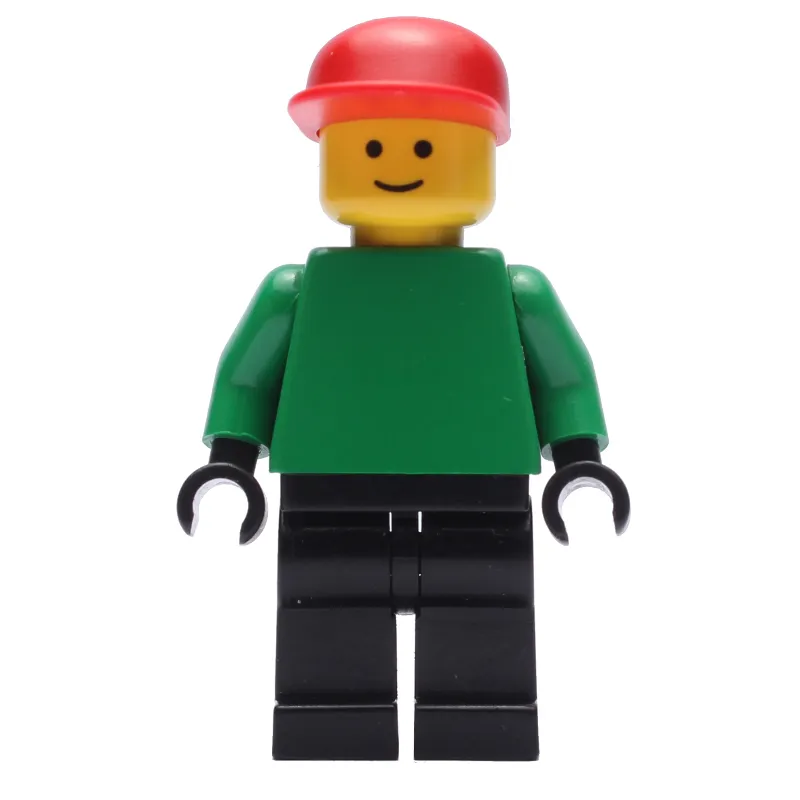Soccer Player Goalie Green Torso, Black Legs, Red Cap