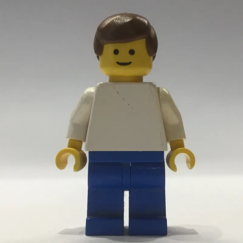 White Torso, Blue Legs, Brown Hair - 3626a Head