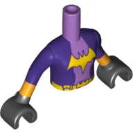 Minidoll Torso Girl with Bright Light Orange Bat Symbol and Belt, Dark Purple Arms and Hands with Bright Light Orange Cuffs Print, Black Hands