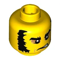 Minifig Head Highwayman, Eyebrows and Muttonchops, Dark Tan Around Eyes, Angry Print [Hollow Stud]