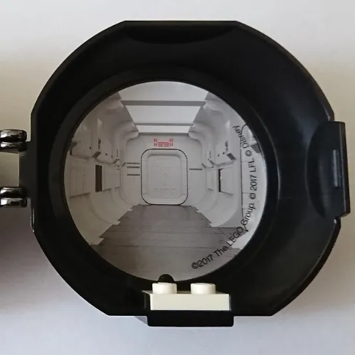 Pod, Round, Half, Back with 1 x 2 Plate White with Star Ship Interior Sticker