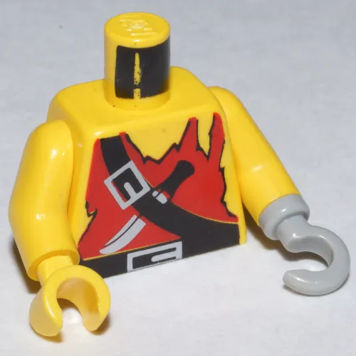 Torso Vest, Ragged, Knife, and Black Crossbelt Print, Yellow Arms, Yellow Hand Right, Light Gray Hook Left