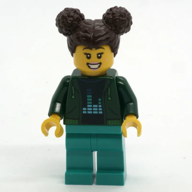 Woman, Dark Green Jacket, Dark Turquoise Legs