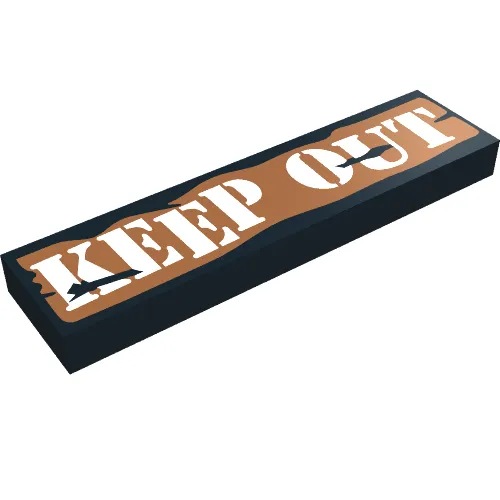 Tile 1 x 4 with Keep Out Sign Print
