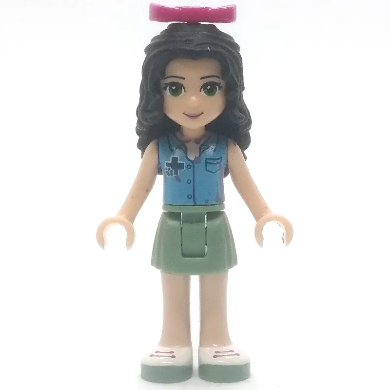 Emma - Medium Azure Vest, Sand Green Skirt