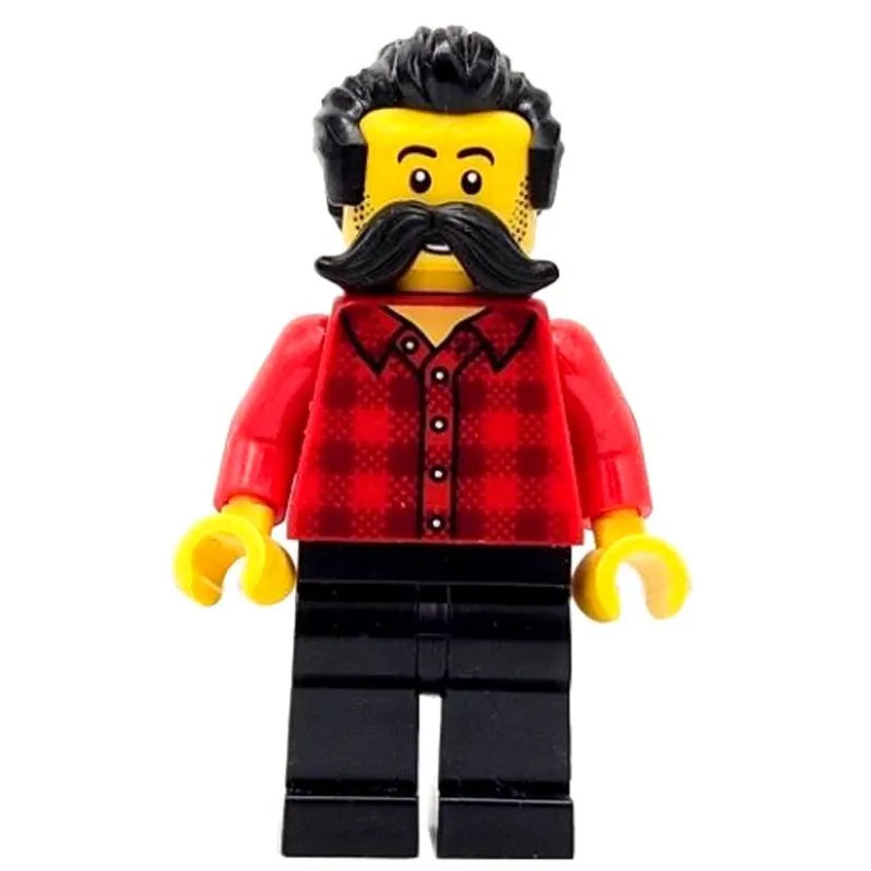 Train Worker, Red Torso, Black Legs, Black Hair, Moustache