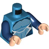 Torso Muscles Outline with Black, Blue and White Suit with Light Blue Dots Print (Quicksilver), Dark Blue Arms, Light Nougat Hands