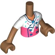 Minidoll Torso Boy with White/Coral Shirt, Medium Blue Buttons Print, Medium Nougat Arms and Hands