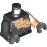 Torso, Odd Arms, Shirt, Ripped, Light Nougat Skin with Scars Front and Back Print (Anakin Skywalker), Left Light Nougat Arm, Right Black Arm, Dark Bluish Gray Hands