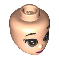 Minidoll Head Reddish Brown Eyes, Magenta Lips