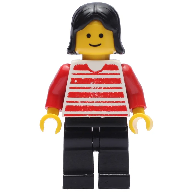 Woman, Red and White Striped Shirt, Black Legs, Black Hair