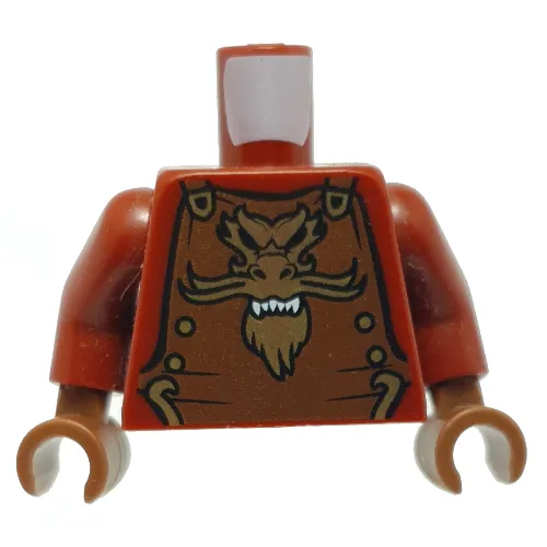 Torso Armor, Reddish Brown with Gold Lion Emblem Print, Dark Red Arms, Reddish Brown Hands