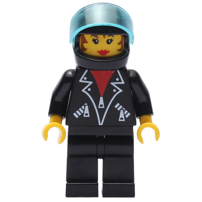 Black Jacket, Black Legs, Black Helmet, Female