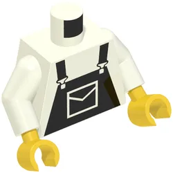 Torso Overalls Black Print, White Arms, Yellow Hands