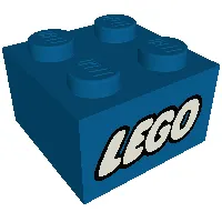 Brick 2 x 2 without Inside Ridges with LEGO Logo with Closed O White Print
