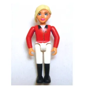 Belville Figure Fixed Elbows, Child, Female, Light Yellow Hair, White Shorts, Red Shirt (Horse Rider)