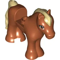 Animal, Horse with 1 x 1 Cut Out with Stud and Brown Eyes, Tan Mane and Tail and print