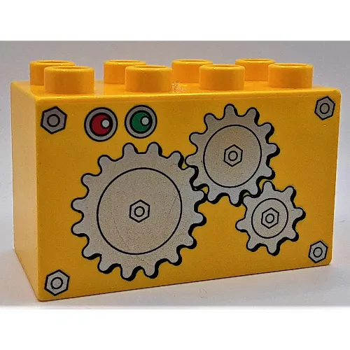 Duplo Brick 2 x 4 x 2 with 3 Gears Print