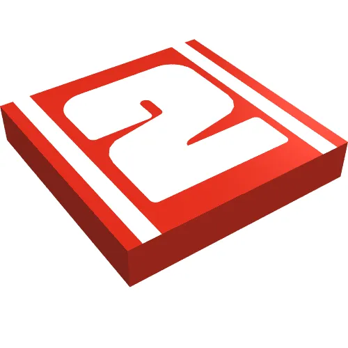 Tile 2 x 2 with White Bold "2" Print