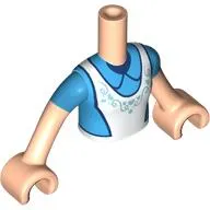 Minidoll Torso Girl with White Apron, Dark Azure Shirt, Dark Blue Trim print, Light Nougat Arms with Hands