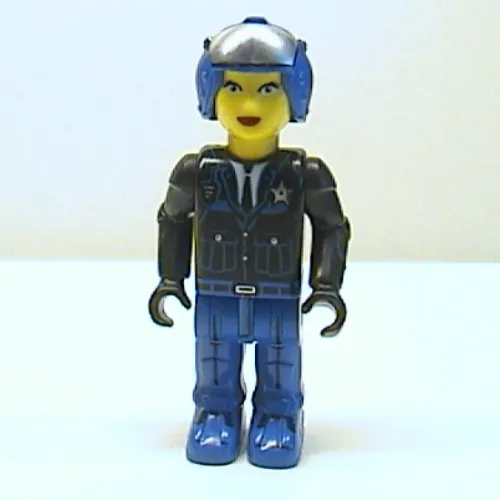 Juniors Minifig, Police - Blue Legs, Black Jacket, Blue Helmet [Female]