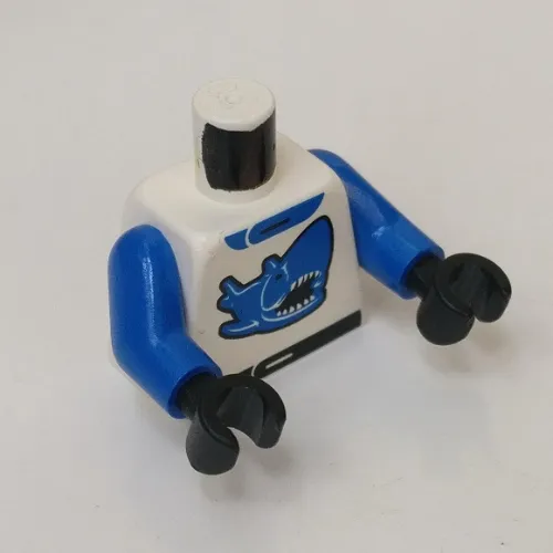Torso Racing Jacket, Blue Shark Print, Blue Arms, Black Hands