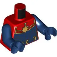 Torso, Captain Marvel Outfit, Dark Blue/Red Chest, Gold Star, Belt Print, Dark Blue Arms and Hands