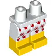 Hips with White Legs and Yellow Boots Pattern with Red Paw Print Shorts and Yellow Feet Print