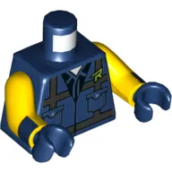 Torso, Vest, Pockets, Straps, Yellow 'R' Print (Rex Dangervest), Yellow Arms with Dark Blue Cuffs Print, Dark Blue Hands