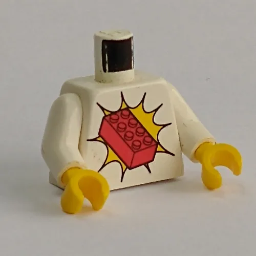 Torso Red 2 x 4 Brick Print, White Arms, Yellow Hands