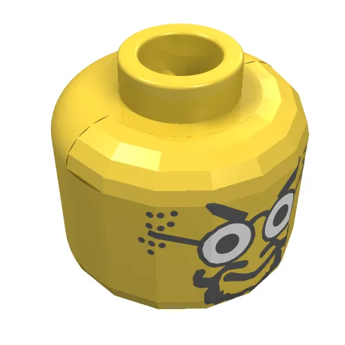 Minifig Head Lord Sam Sinister, Glasses, Beard and Mustache Print