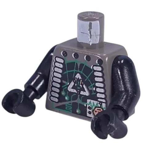 Torso Insectoids Green Circuitry, Silver Hose on Sides Print, Black Arms and Hands