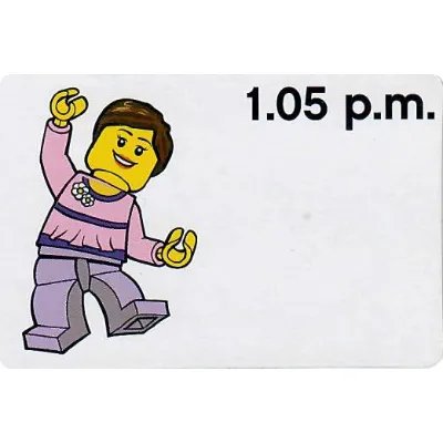 Activity Card, Time-Teaching 12-Hour Clock 1.05 p.m., Female