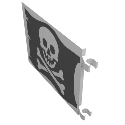 Flag 6 x 4 with Clips with Skull and Crossbones (Jolly Roger) Print