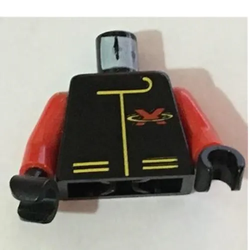 Torso Jacket with Red Extreme Team X Logo on Back Print, Red Arms, Black Hands