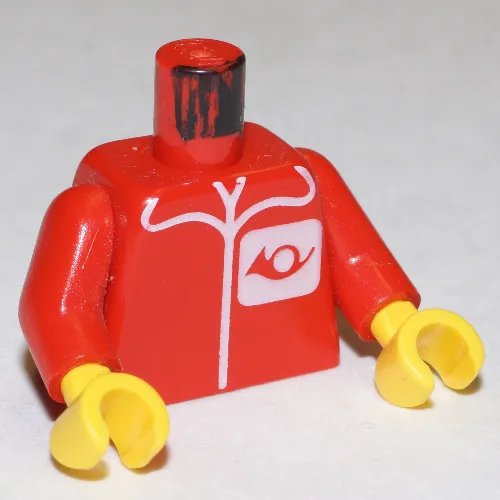Torso Jacket with Post Office Horn Logo Print, Red Arms, Yellow Hands