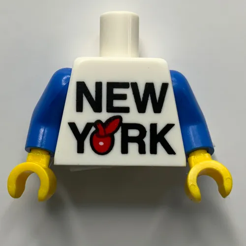 Torso with New York Red Apple Print, Blue Arms, Yellow Hands