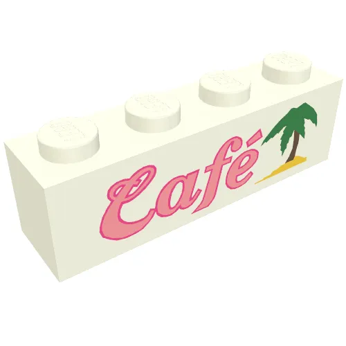 Brick 1 x 4 with Bottom Tubes, Lowered Center Cross Support with Café Print