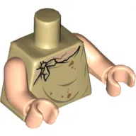 Torso Tatty Smock, Light Nougat Neck, with Stains Print (Dobby), Light Arms and Hands