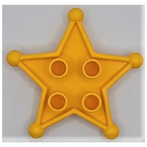 Duplo Sheriff Star with 2 x 2 Studs on Front, and Clip on Back (For Humans)
